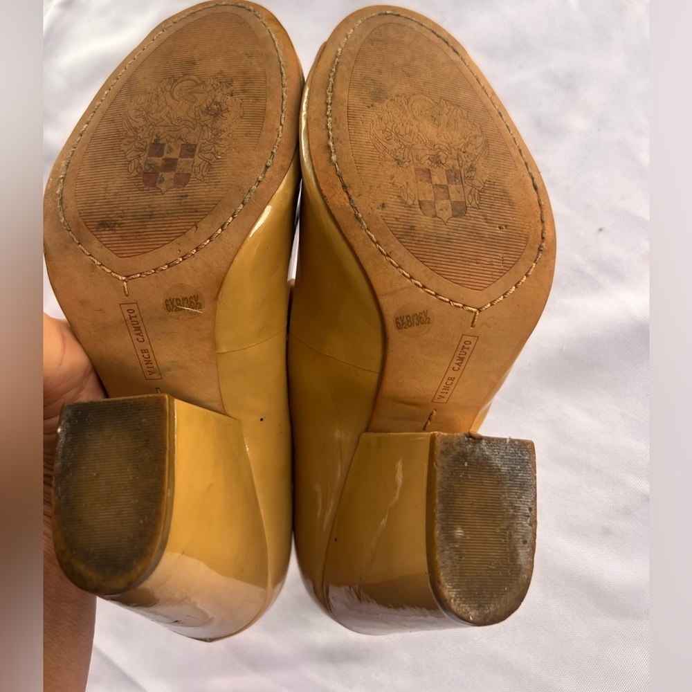 New Vince Camuto Tan Patent Leather wedge Heels 36.5 - Picture 6 of 6